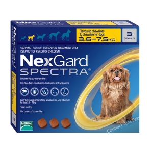 Nexgard Spectra Sabor Carne para perros de 3.6 a 7.5 kg (3 comprimido)