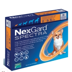 Nexgard Spectra Sabor carne para perros de 2 a 3.5 kg (3 Comprimido)